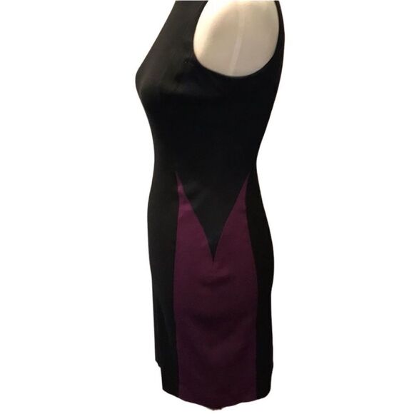 👗 French Connection Black and Purple Work Dress - Size 2 - Picture 3 of 4